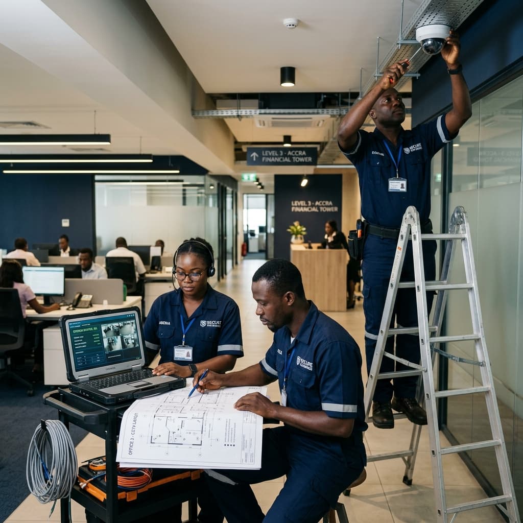 JAH Security Solutions professional team installing CCTV systems